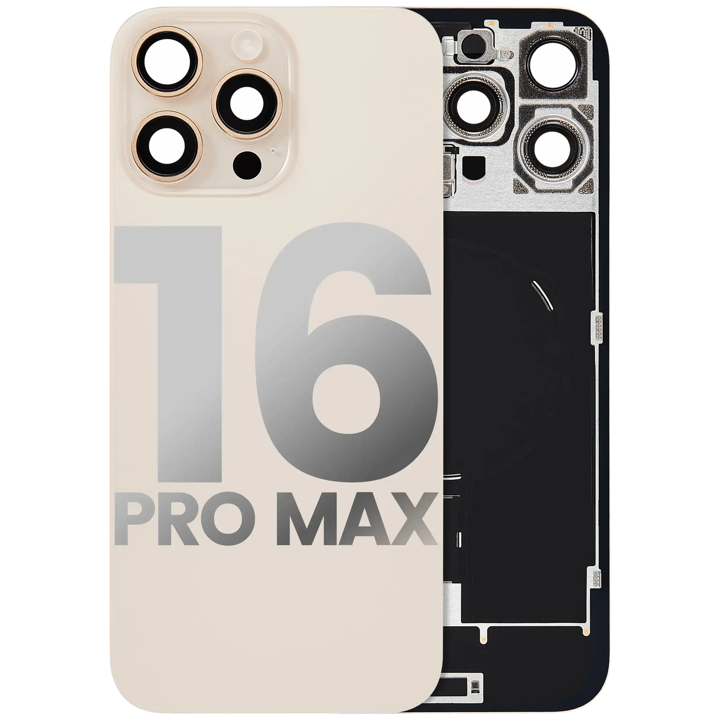 Back Glass w/ MagSafe Magnet & NFC & Flashlight Flex For iPhone 16 Pro Max (Used OEM Pull: Grade A) (Desert Titanium)