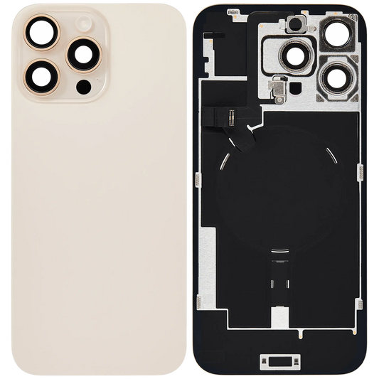 Back Glass w/ MagSafe Magnet & NFC & Flashlight Flex For iPhone 16 Pro Max (Used OEM Pull: Grade B) (Desert Titanium)