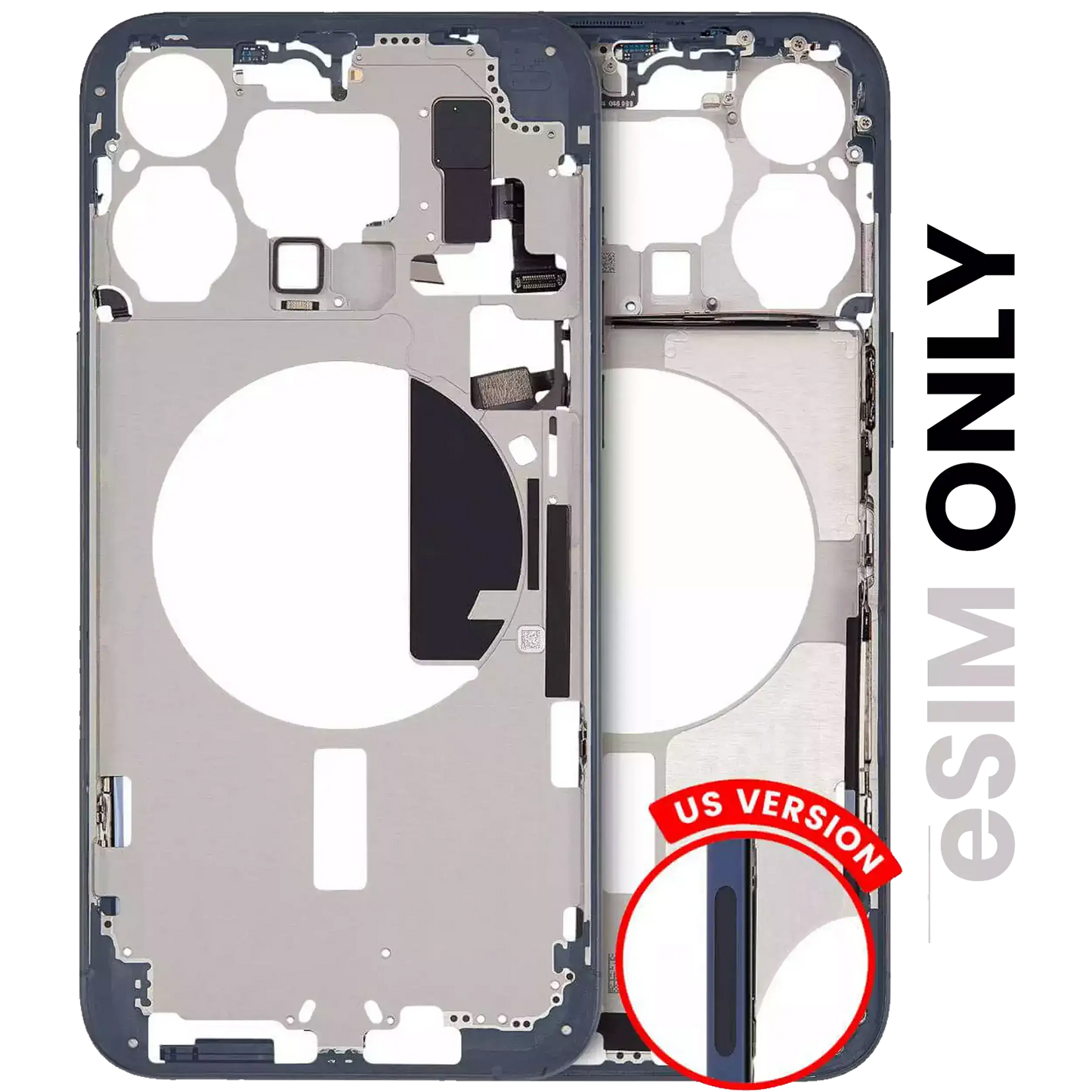 Mid-Frame Housing W/ Small Parts For iPhone 15 Pro Max (US Version) (Used OEM Pull: Grade A) (Blue Titanium)