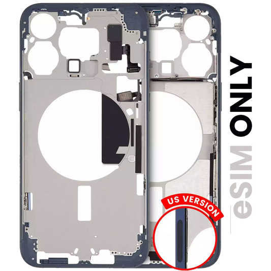 Mid-Frame Housing W/ Small Parts For iPhone 15 Pro Max (US Version) (Used OEM Pull: Grade A) (Blue Titanium)