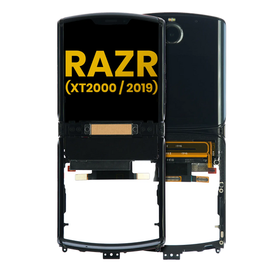 Outer OLED Assembly With Frame For Motorola Razr (XT2000 / 2019) (Refurbished) (Noir - Motorola replacement part image 1