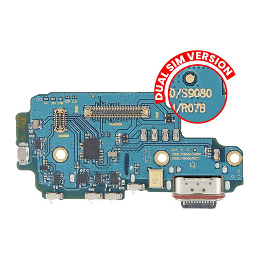 Charging Port Board With Sim Card Reader For Samsung Galaxy S22 Ultra 5G (S9080) (Dual Sim Version) (Premium)