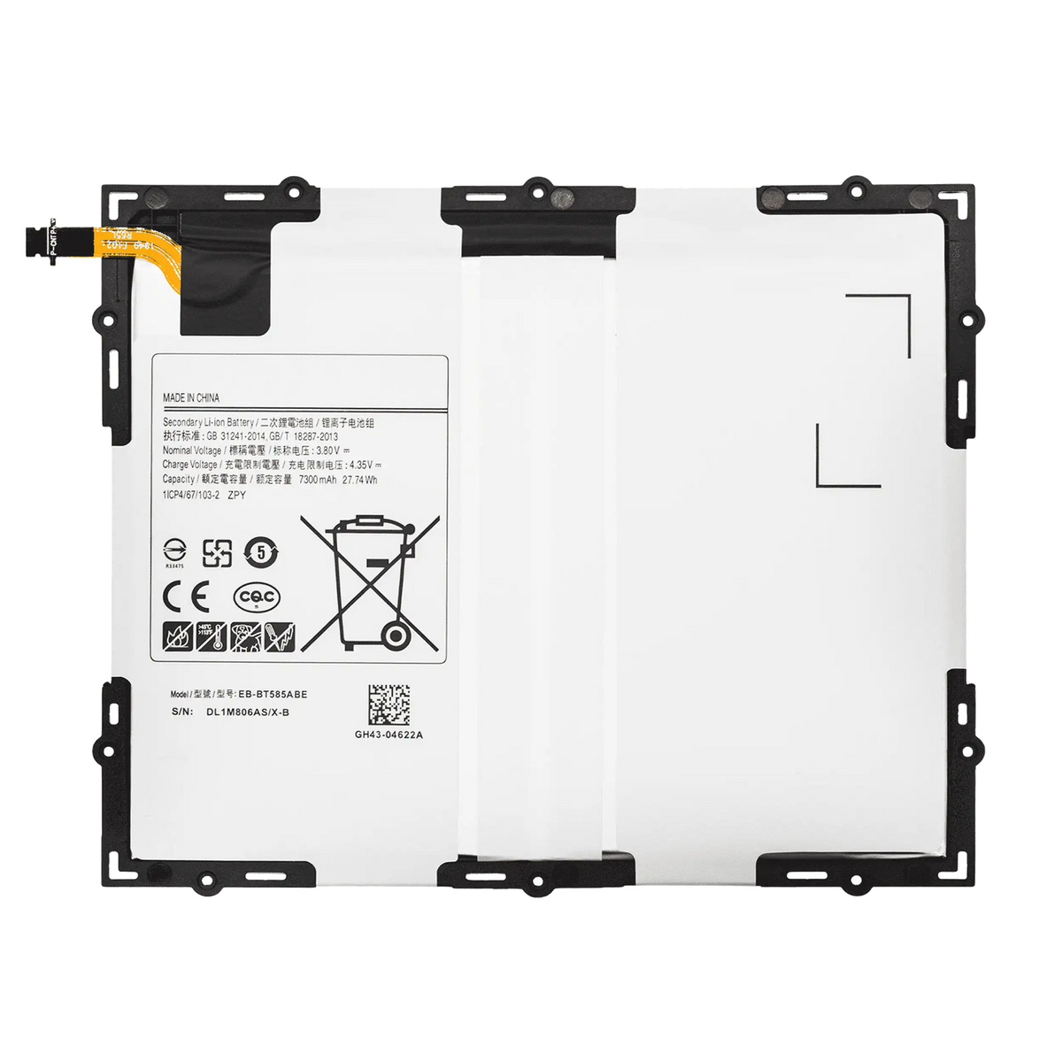 Replacement Battery For Samsung Tab A 10.1" (2016) (T580 / T585 / T587) (EB-BT585ABA) - Samsung Galaxy Tab A 10.1" (2016) Replacement Parts - SKU 107082015653 - product image 1