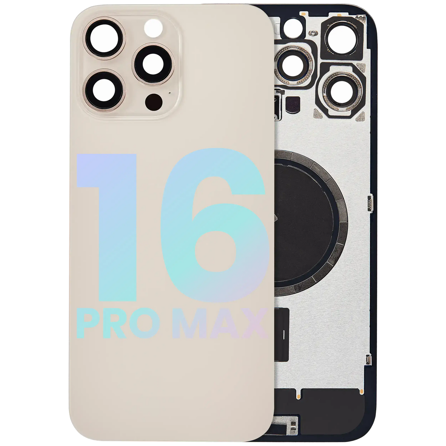 Back Glass w/ MagSafe Magnet & NFC & Flashlight Flex For iPhone 16 Pro Max (Service Pack) (Desert Titanium)