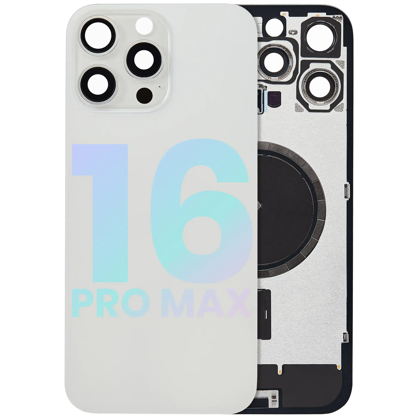 Back Glass w/ MagSafe Magnet & NFC & Flashlight Flex For iPhone 16 Pro Max (Service Pack) (White Titanium)