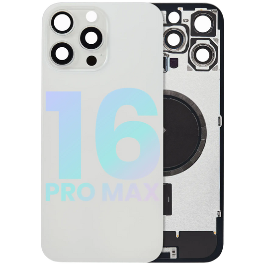 Back Glass w/ MagSafe Magnet & NFC & Flashlight Flex For iPhone 16 Pro Max (Service Pack) (White Titanium)