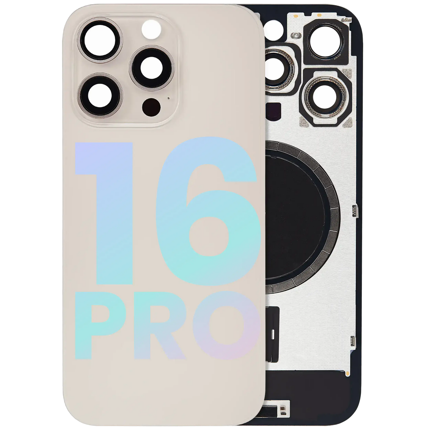 Back Glass w/ MagSafe Magnet & NFC & Flashlight Flex For iPhone 16 Pro (Service Pack) (Desert Titanium)