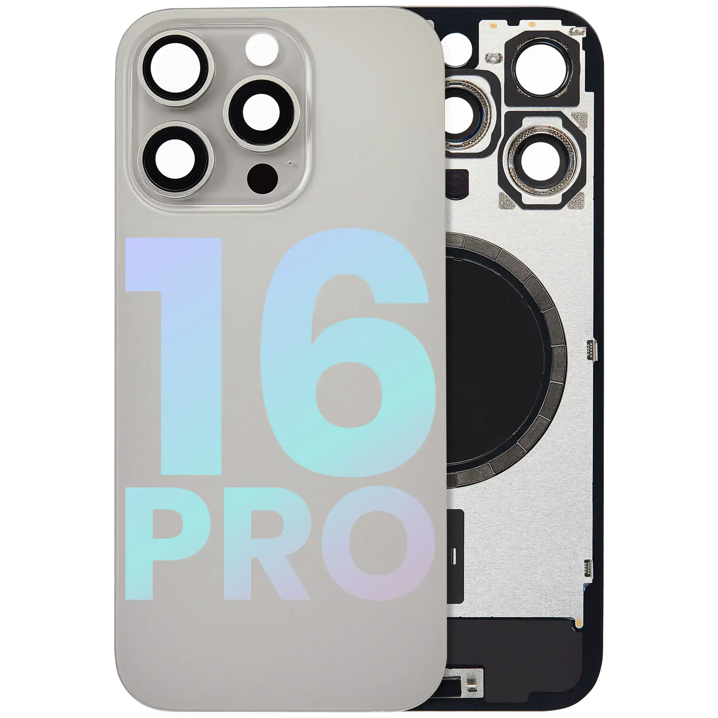 Back Glass w/ MagSafe Magnet & NFC & Flashlight Flex For iPhone 16 Pro (Service Pack) (Natural Titanium)