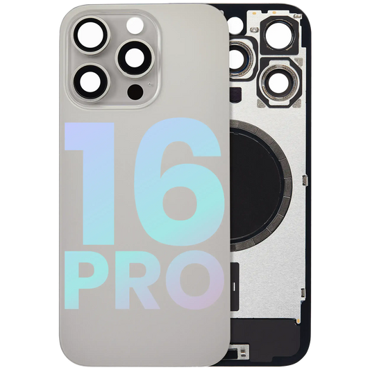 Back Glass w/ MagSafe Magnet & NFC & Flashlight Flex For iPhone 16 Pro (Service Pack) (Natural Titanium)