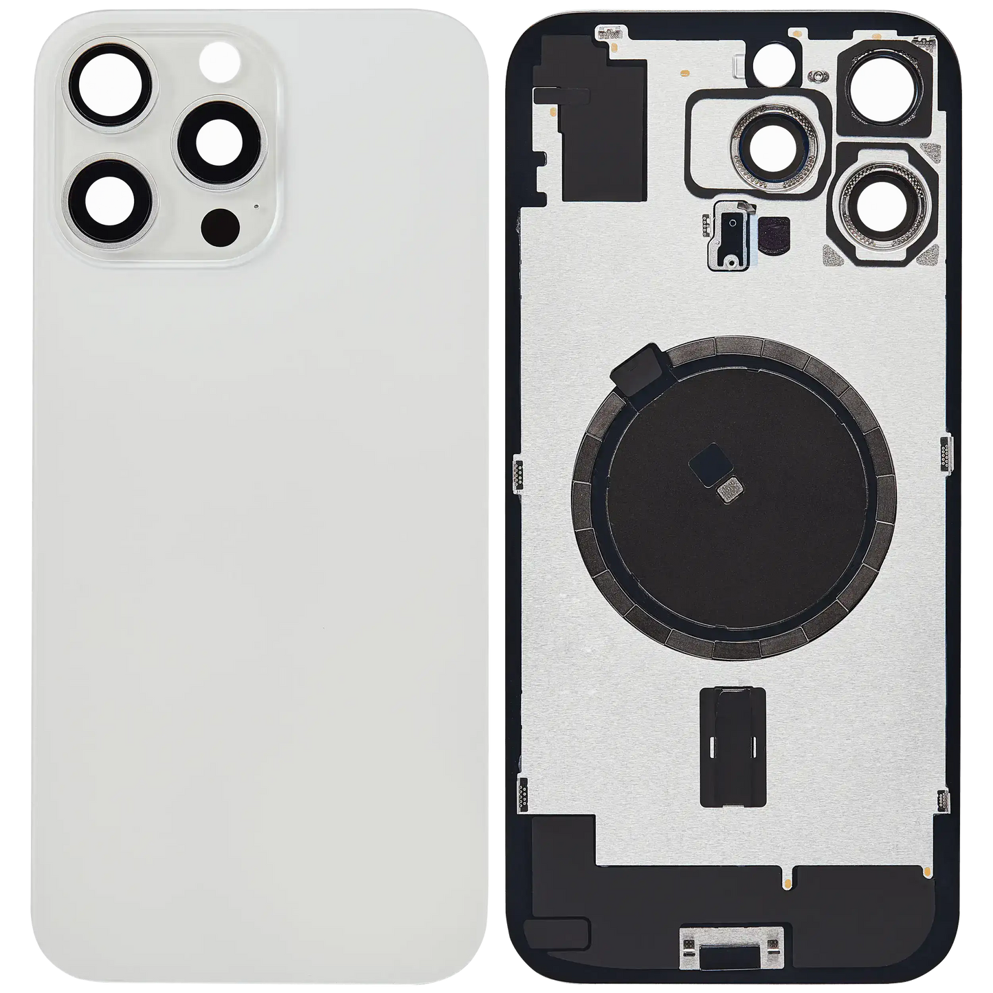 Back Glass w/ MagSafe Magnet & NFC & Flashlight Flex For iPhone 16 Pro Max (Service Pack) (White Titanium)