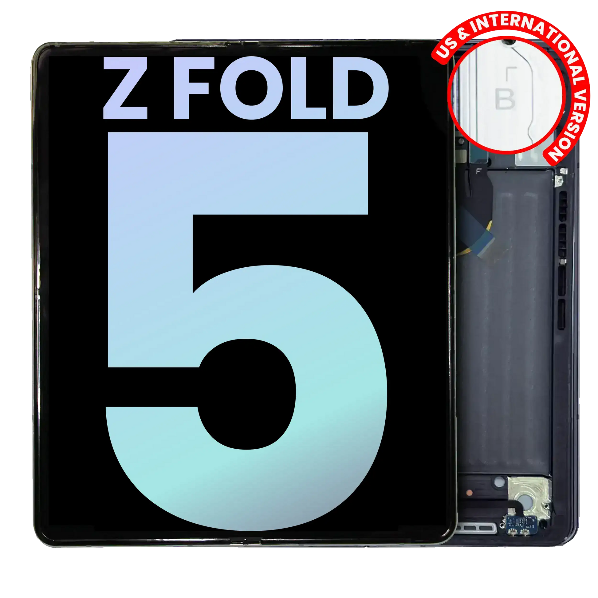 Inner OLED Assembly With Frame For Samsung Galaxy Z Fold 5 5G (US & International) (Service Pack) (Phantom Black) side angle