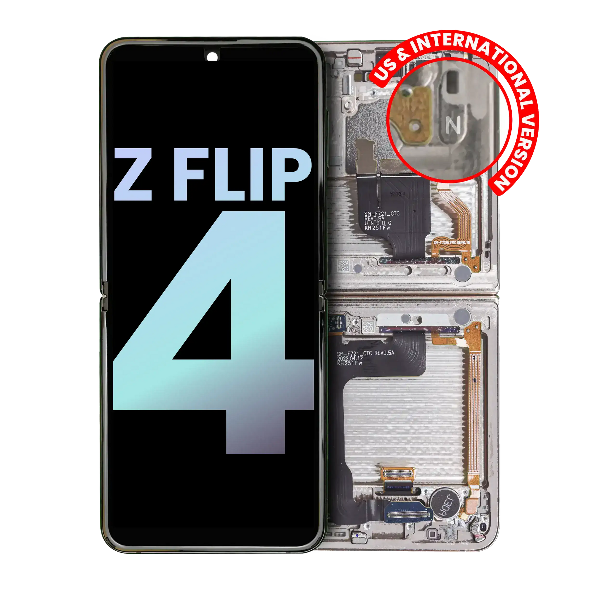 Buy Inner OLED Assembly With Frame For Samsung Galaxy Z Flip 4 5G (US & International) (Service Pack) (White) - High Quality Replacement Part - View 1 | TechDrip Canada