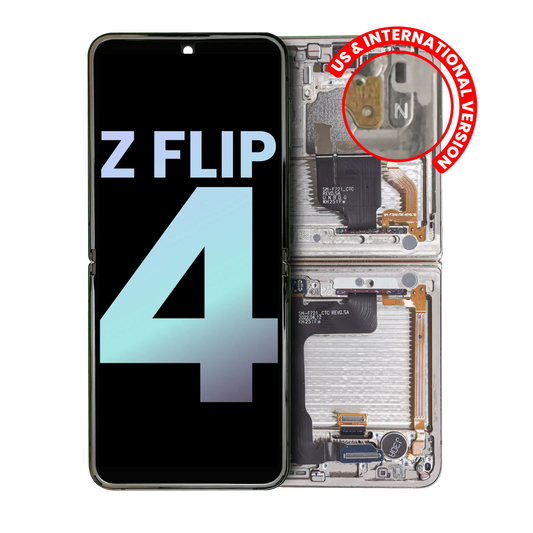 Buy Inner OLED Assembly With Frame For Samsung Galaxy Z Flip 4 5G (US & International) (Service Pack) (White) - High Quality Replacement Part - View 1 | TechDrip Canada