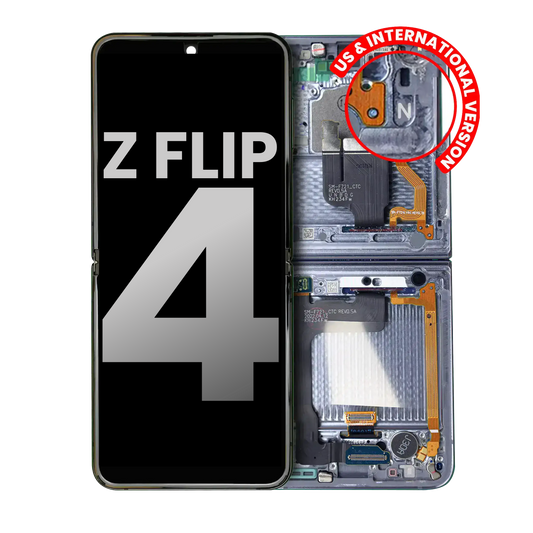Buy Inner OLED Assembly With Frame For Samsung Galaxy Z Flip 4 5G (US & International) (Used OEM Pull: Grade B/C) (Blue) - High Quality Replacement Part - View 1 | TechDrip Canada