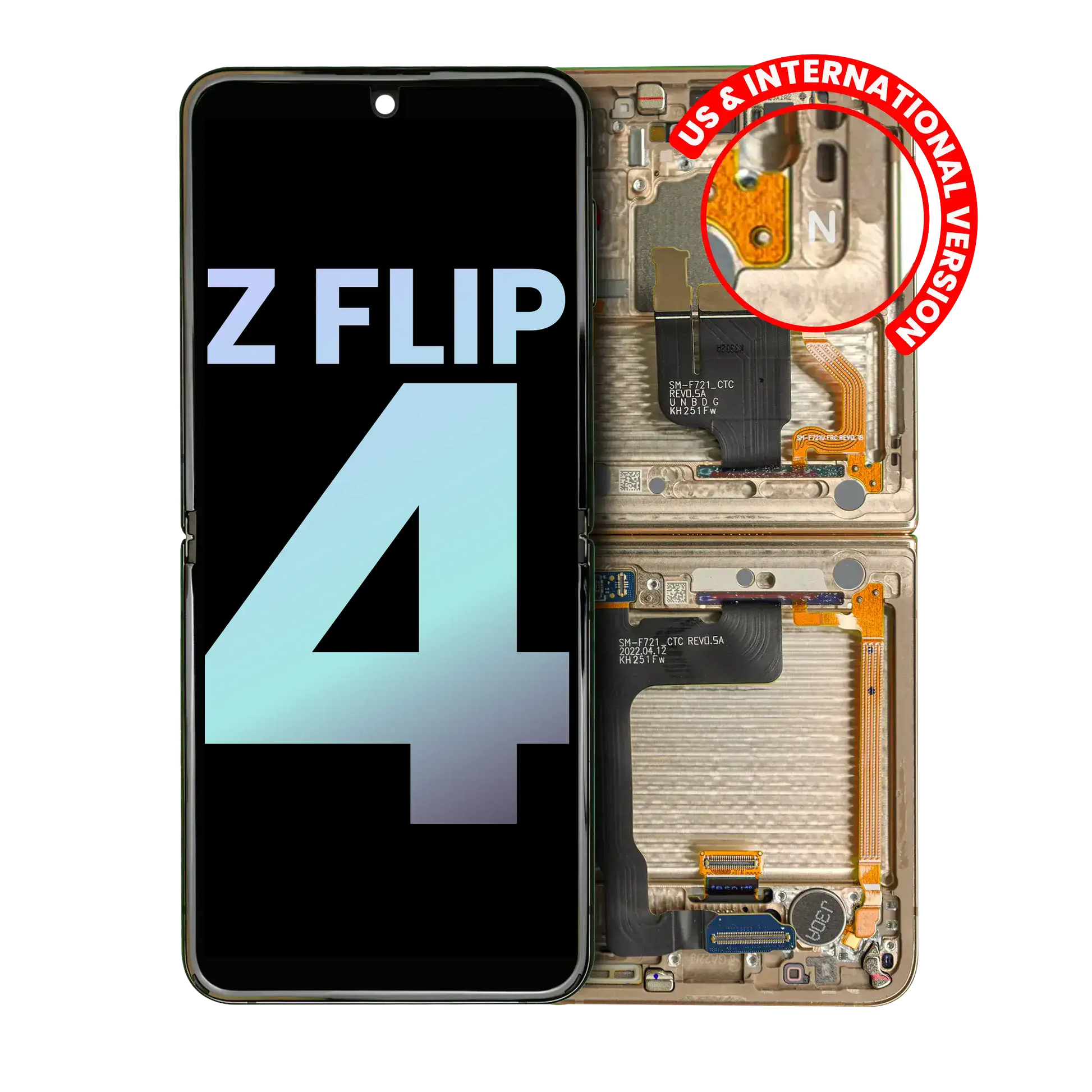 Buy Inner OLED Assembly With Frame For Samsung Galaxy Z Flip 4 5G (US & International) (Service Pack) (Yellow) - High Quality Replacement Part - View 1 | TechDrip Canada