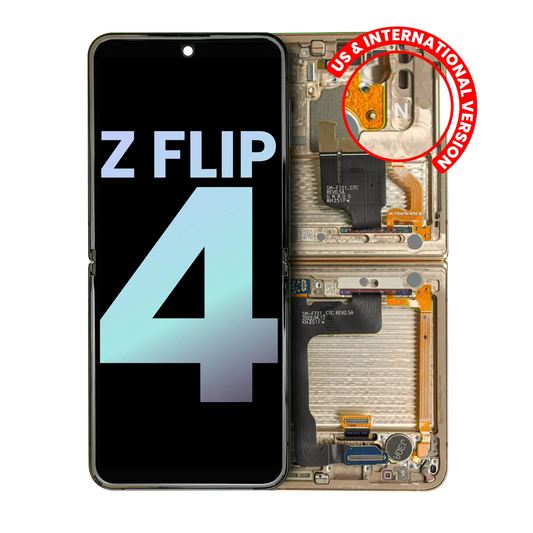 Buy Inner OLED Assembly With Frame For Samsung Galaxy Z Flip 4 5G (US & International) (Service Pack) (Yellow) - High Quality Replacement Part - View 1 | TechDrip Canada