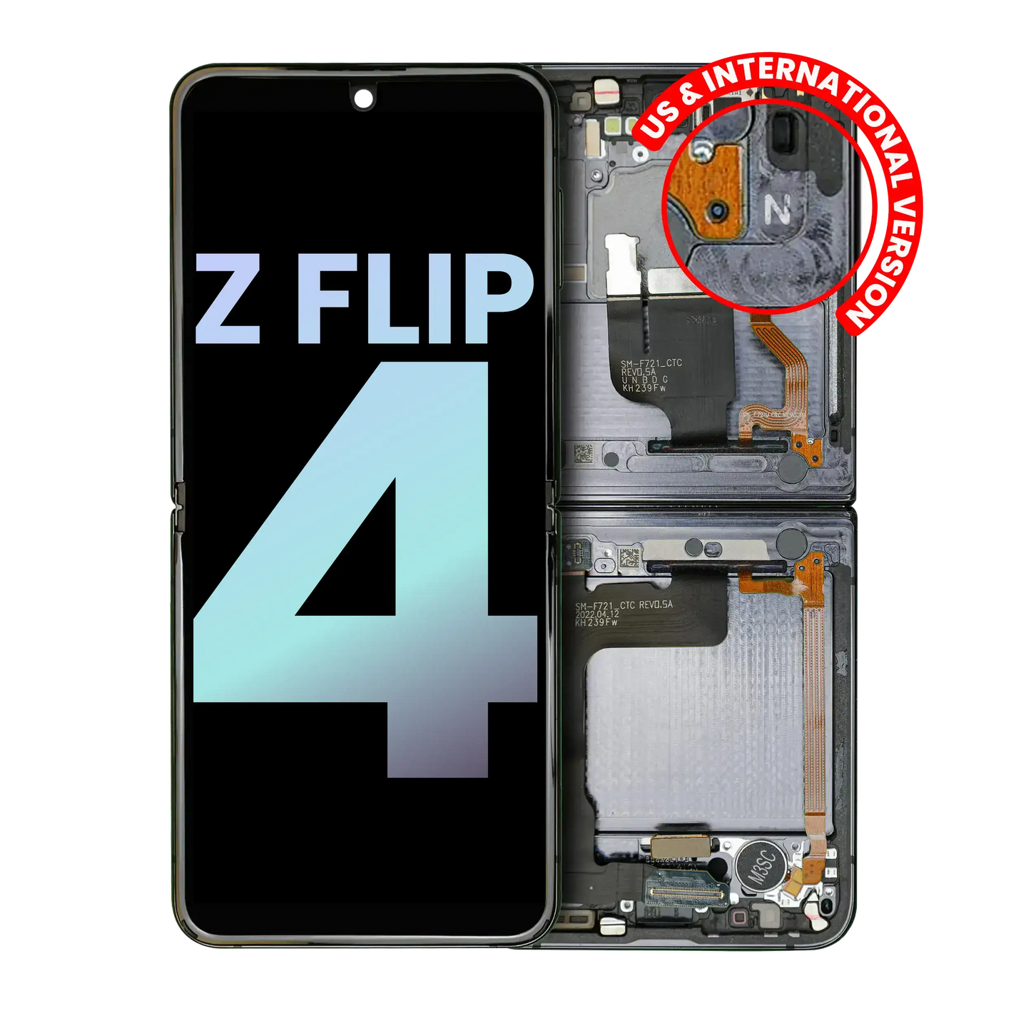 Buy Inner OLED Assembly With Frame For Samsung Galaxy Z Flip 4 5G (US & International) (Service Pack) (Graphite) - High Quality Replacement Part - View 1 | TechDrip Canada