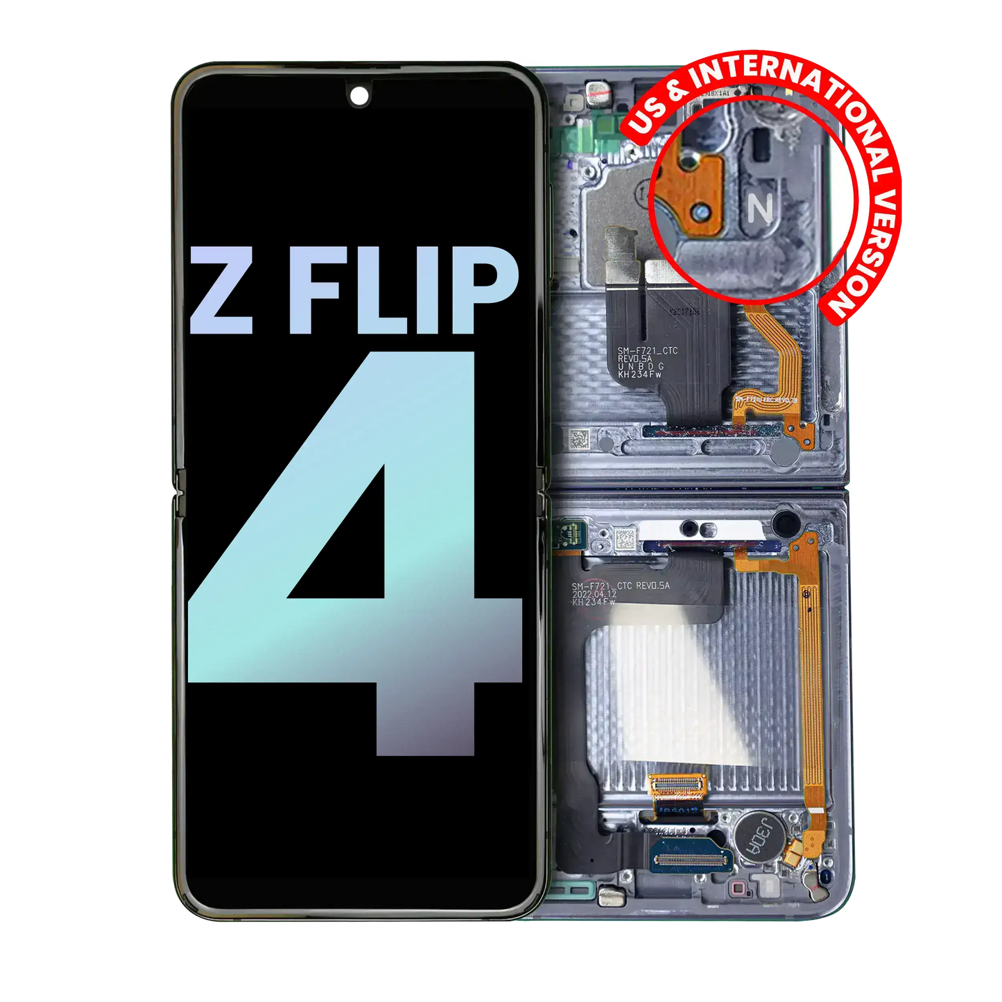 Buy Inner OLED Assembly With Frame For Samsung Galaxy Z Flip 4 5G (US & International) (Service Pack) (Blue) - High Quality Replacement Part - View 1 | TechDrip Canada