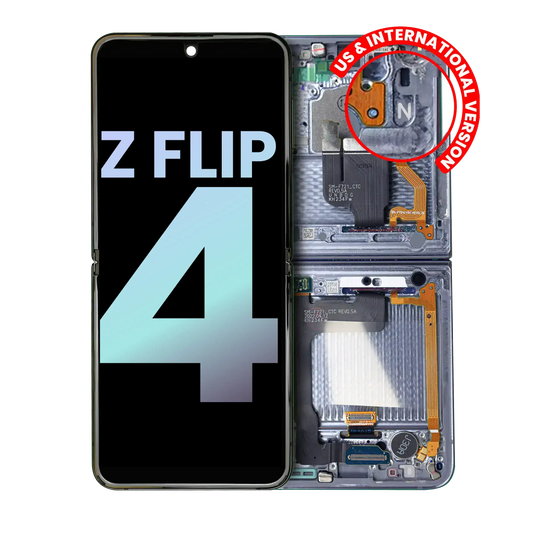Buy Inner OLED Assembly With Frame For Samsung Galaxy Z Flip 4 5G (US & International) (Service Pack) (Blue) - High Quality Replacement Part - View 1 | TechDrip Canada