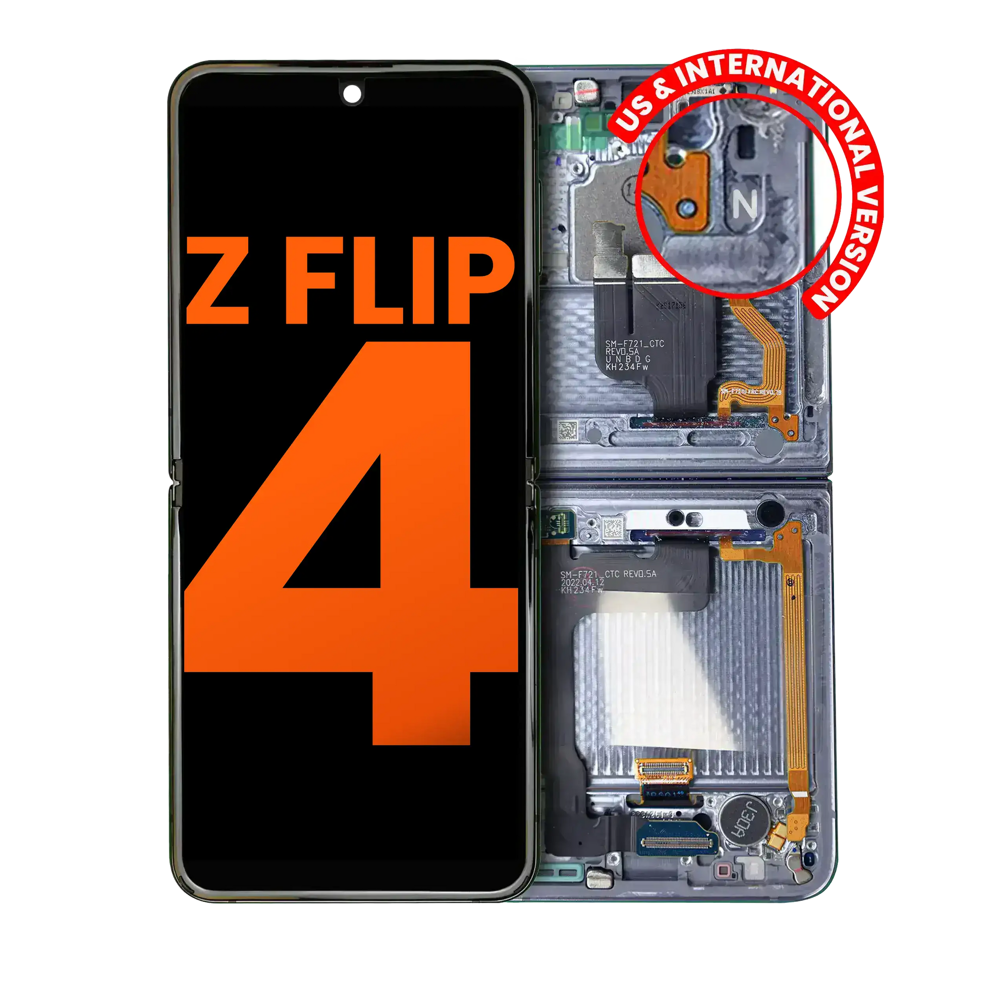Buy Inner OLED Assembly With Frame For Samsung Galaxy Z Flip 4 5G (US & International) (Blemish: Grade A) (Blue) - High Quality Replacement Part - View 1 | TechDrip Canada