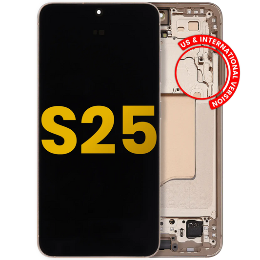 OLED Assembly With Frame For Samsung Galaxy S25 5G (US & International) (Refurbished) (Pink Gold)