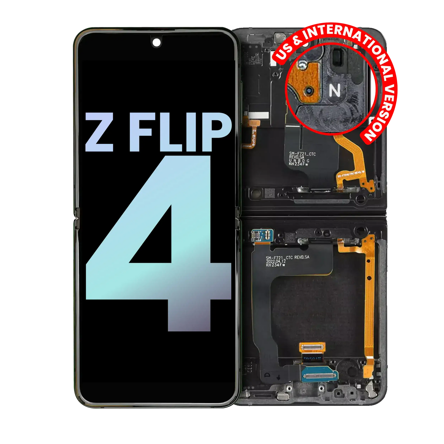 Buy Inner OLED Assembly With Frame For Samsung Galaxy Z Flip 4 5G (US & International) (Service Pack) (Navy) - High Quality Replacement Part - View 1 | TechDrip Canada