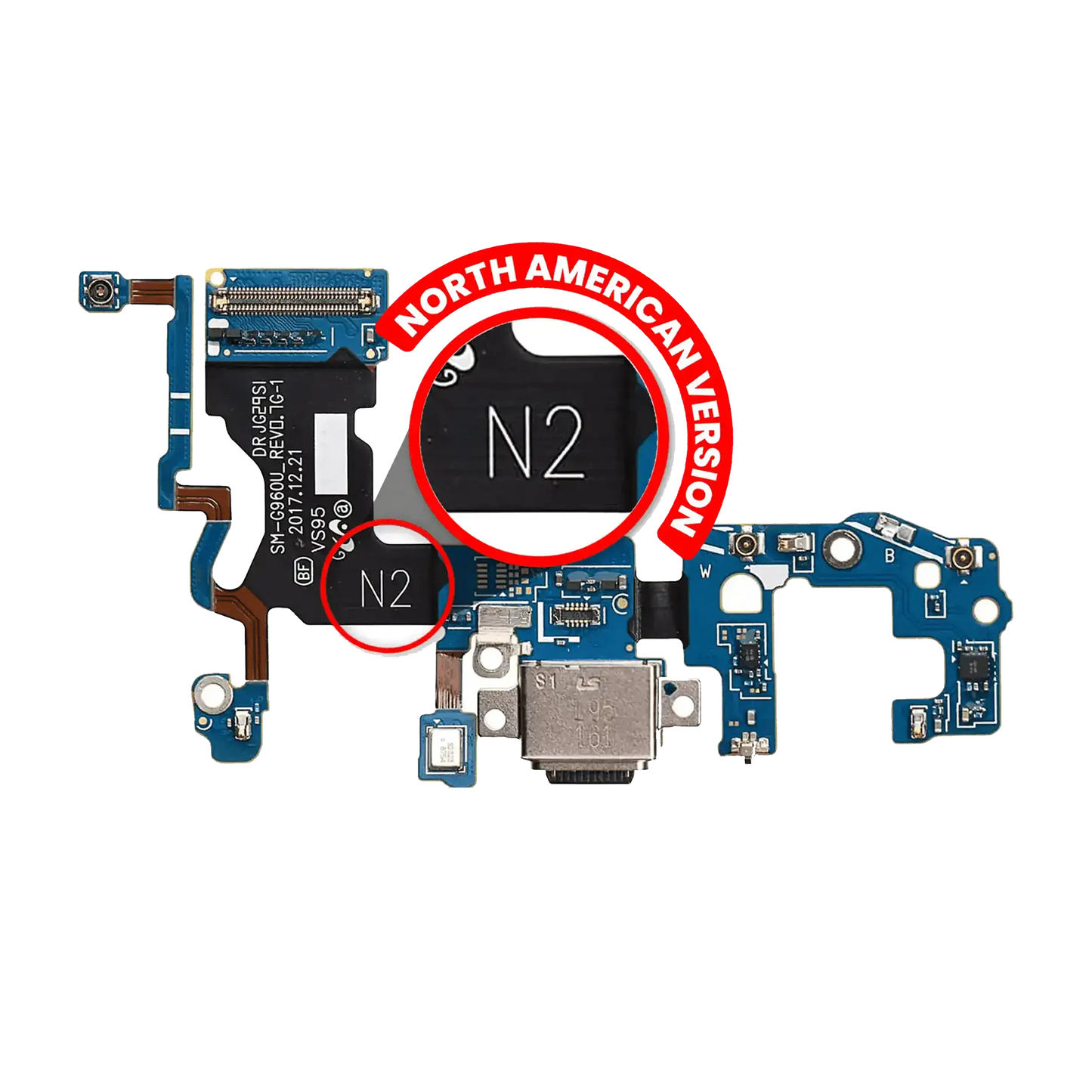 Charging Port With Flex Cable For Samsung Galaxy S9 (G960U) (US Version) (Service Pack)