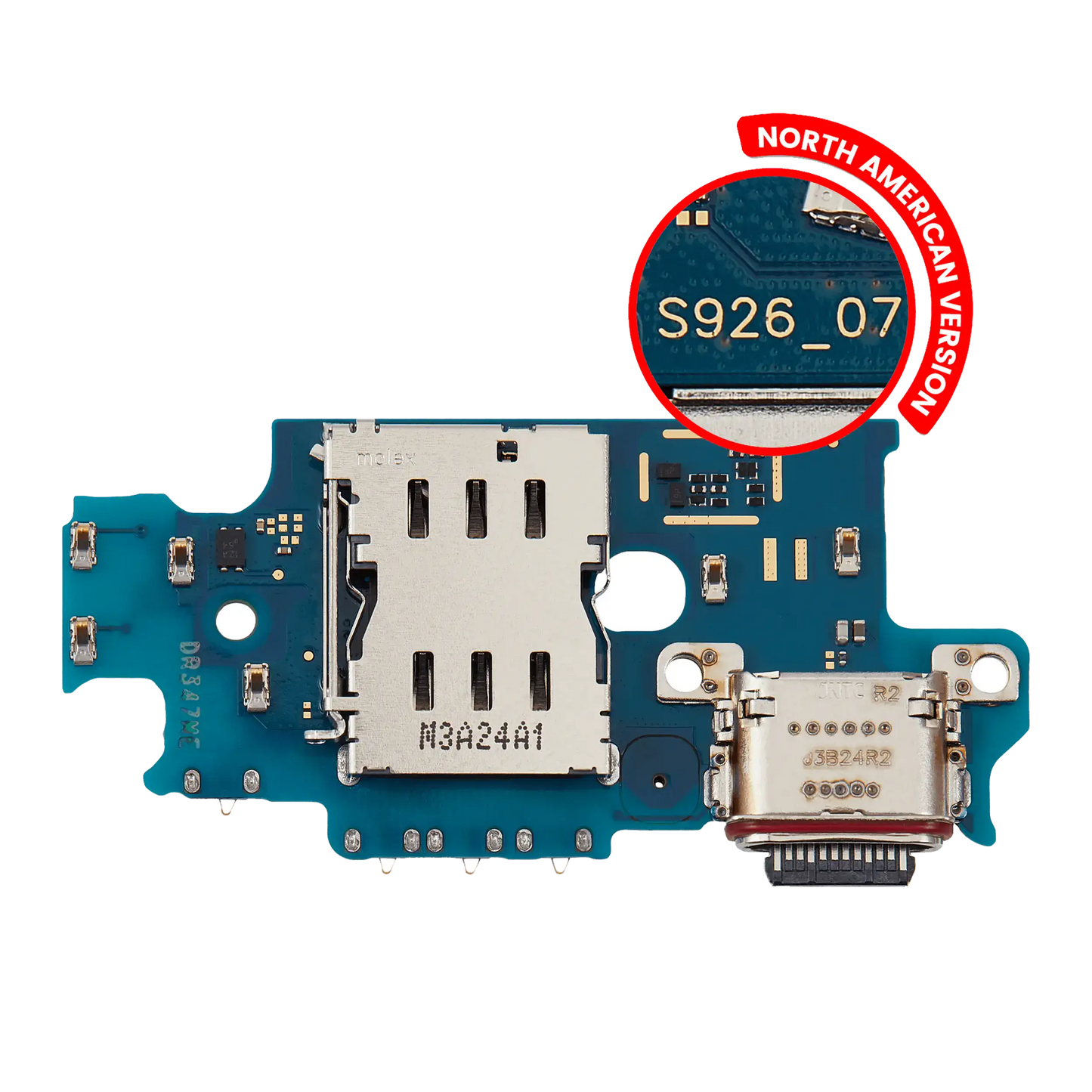Charging Port Board With Sim Card Reader For Samsung Galaxy S24 Plus 5G (S926U) (US Version) (Premium)