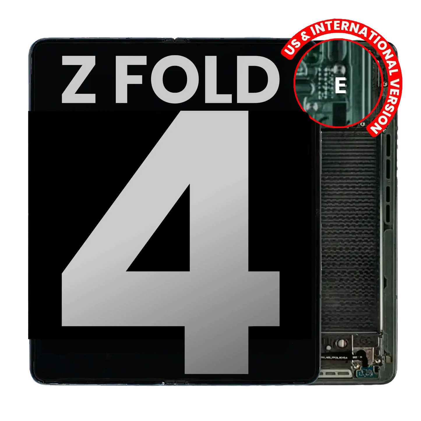 Inner OLED Assembly With Frame For Samsung Galaxy Z Fold 4 5G (US & International) (Used OEM Pull: Grade B/C) (Gray Green) side angle