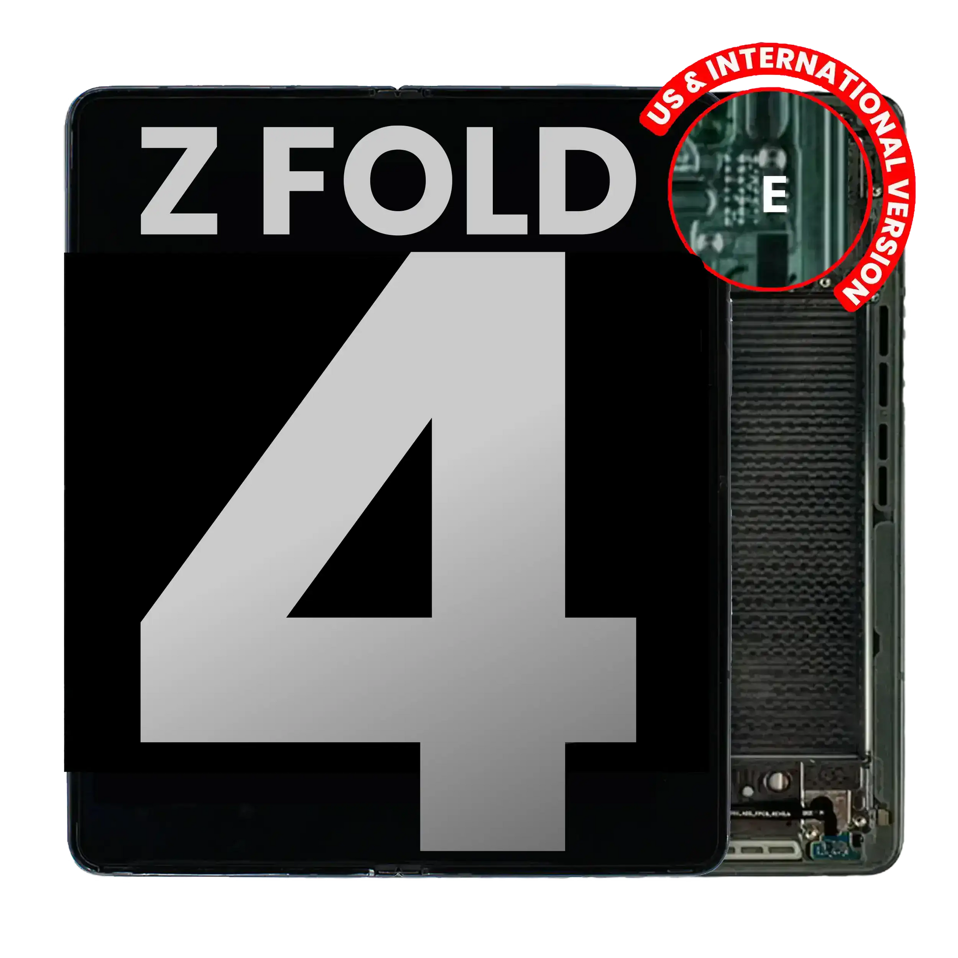 Inner OLED Assembly With Frame For Samsung Galaxy Z Fold 4 5G (US & International) (Used OEM Pull: Grade B/C) (Gray Green) side angle