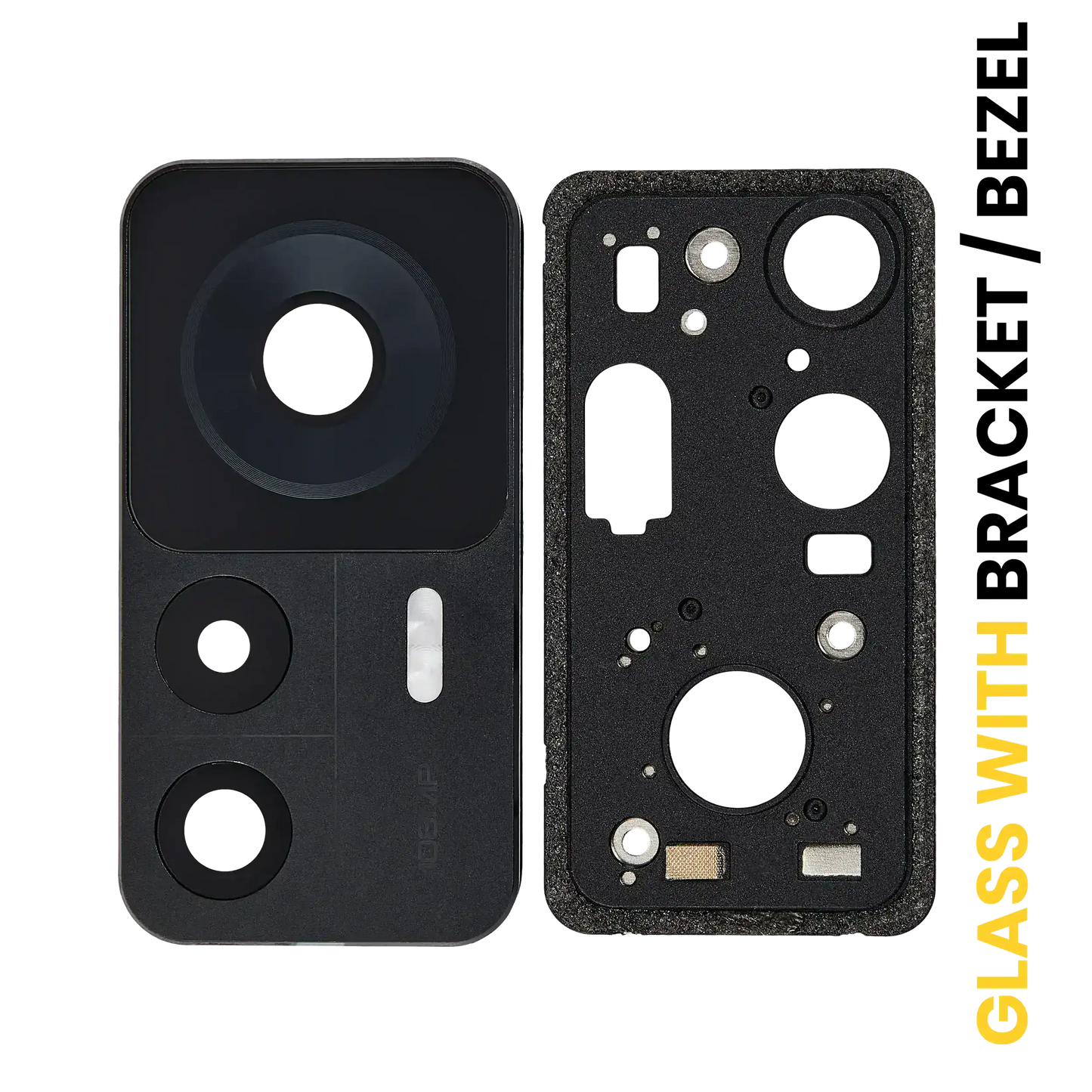 Back Camera Lens With Bracket / Bezel Fo Xiaomi 12T (2 Piece Set) (Black) – replacement part product view – Camera Replacement for phone repair