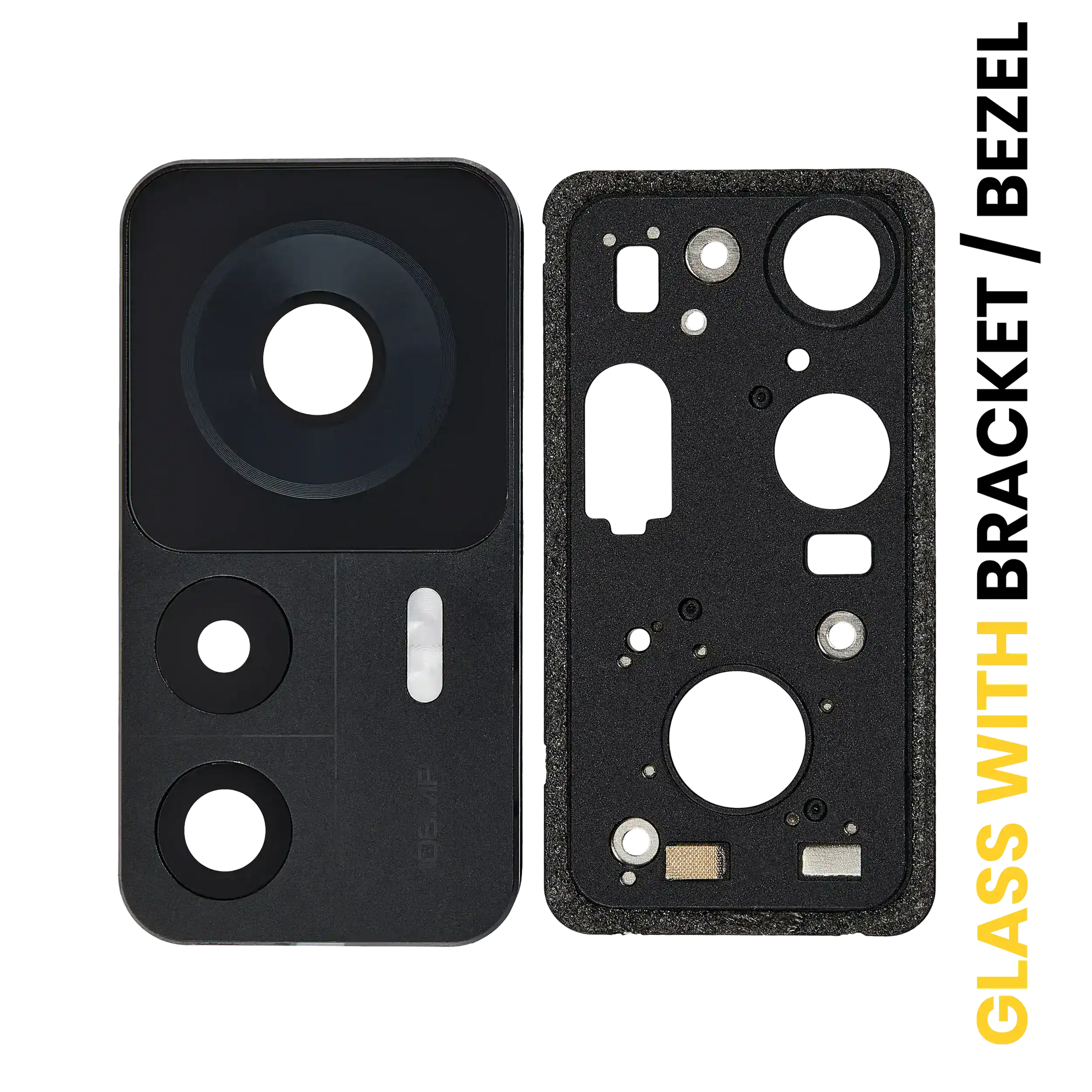 Back Camera Lens With Bracket / Bezel Fo Xiaomi 12T (2 Piece Set) (Black) – replacement part product view – Camera Replacement for phone repair