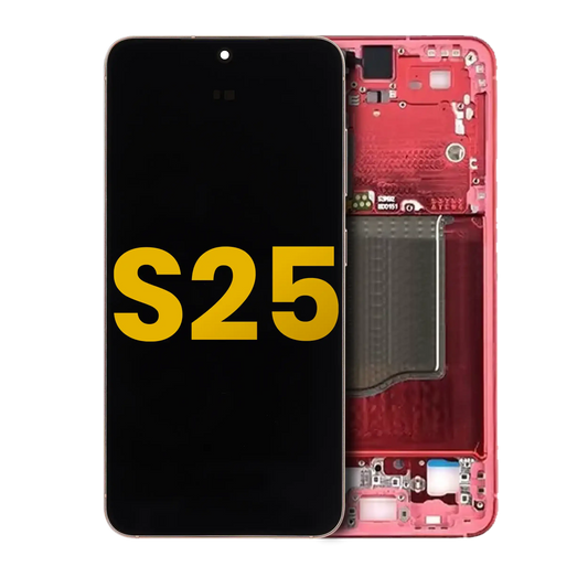 OLED Assembly With Frame For Samsung Galaxy S25 5G (US & International) (Refurbished) (Coral Red)