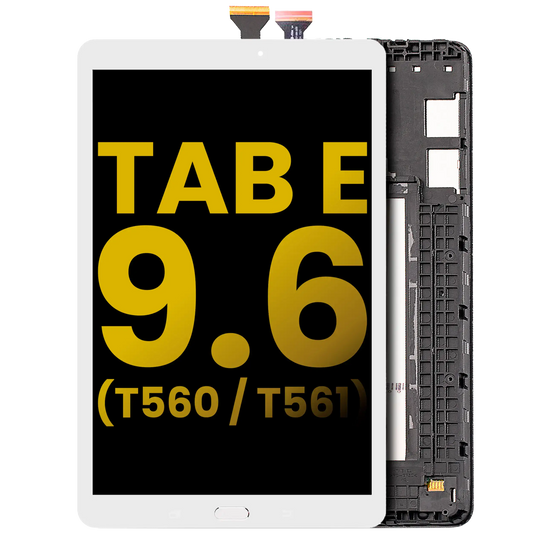 LCD Assembly With Frame For Samsung Galaxy Tab E 9.6" (T560 / T561 / T567) (2015) (Refurbished) (White) Samsung Galaxy Tab replacement part image 1