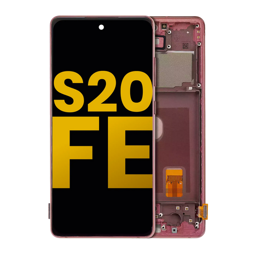 OLED Assembly With Frame For Samsung Galaxy S20 FE 4G / 5G (Refurbished) (Cloud Red)