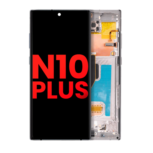 OLED Assembly With Frame For Samsung Galaxy Note 10 Plus / 5G (Aftermarket Plus) (Aura Glow / Silver)
