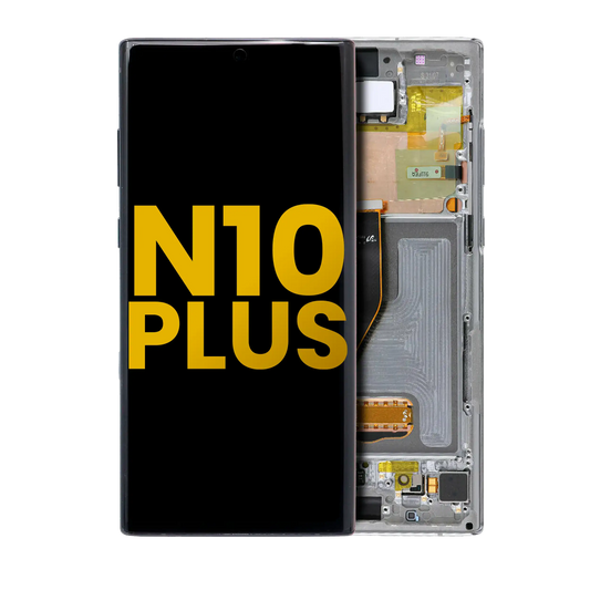 OLED Assembly With Frame For Samsung Galaxy Note 10 Plus / 5G (Refurbished) (Aura Glow / Silver)