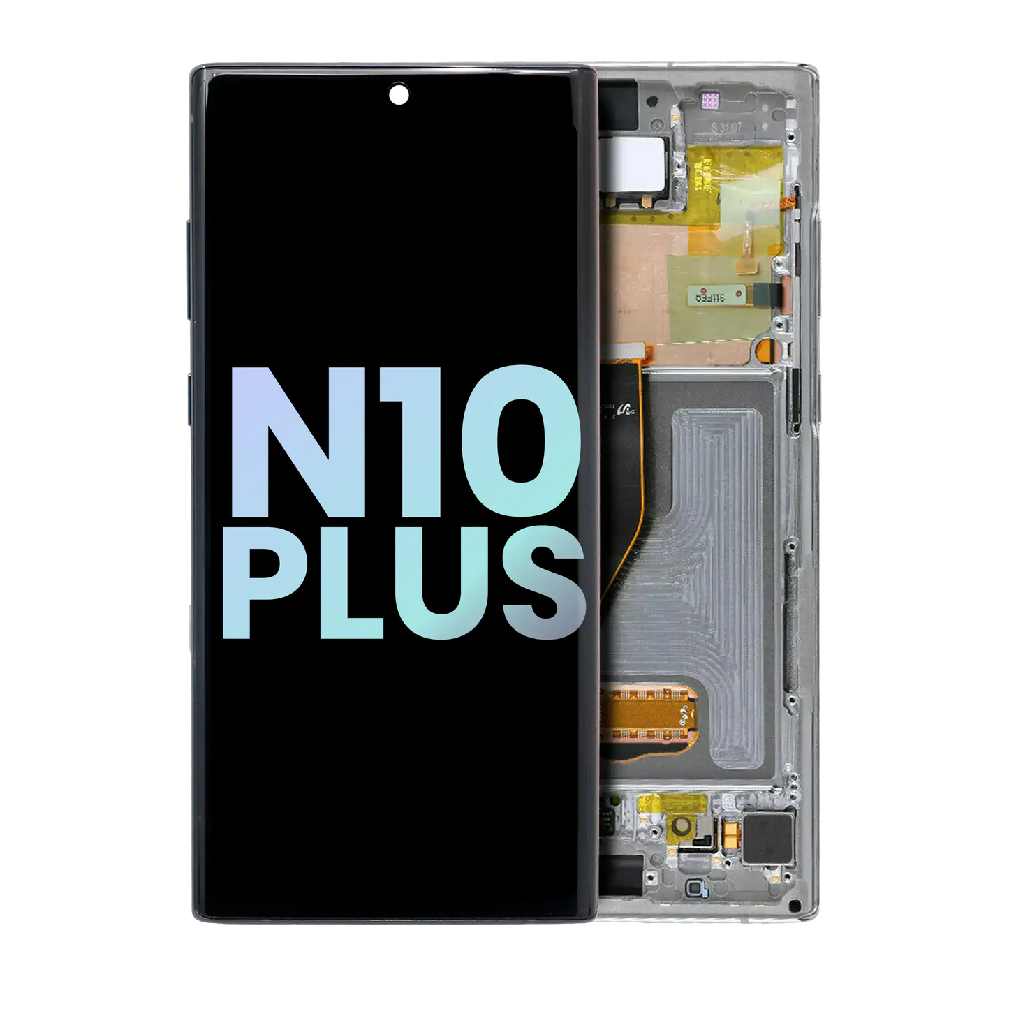 OLED Assembly With Frame For Samsung Galaxy Note 10 Plus / 5G (Service Pack) (Aura Glow / Silver)