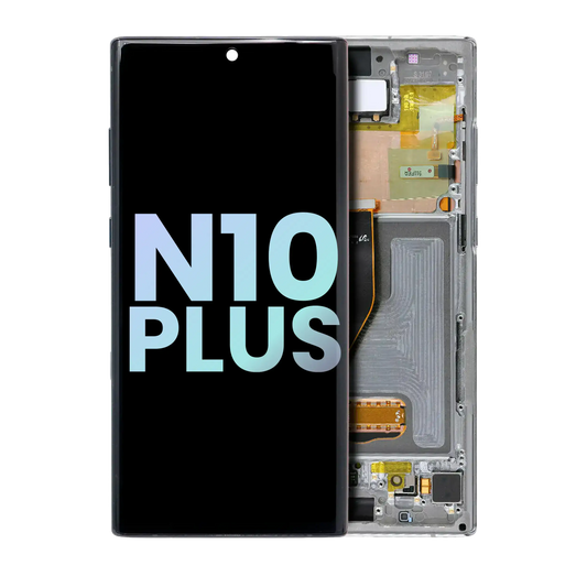 OLED Assembly With Frame For Samsung Galaxy Note 10 Plus / 5G (Service Pack) (Aura Glow / Silver)