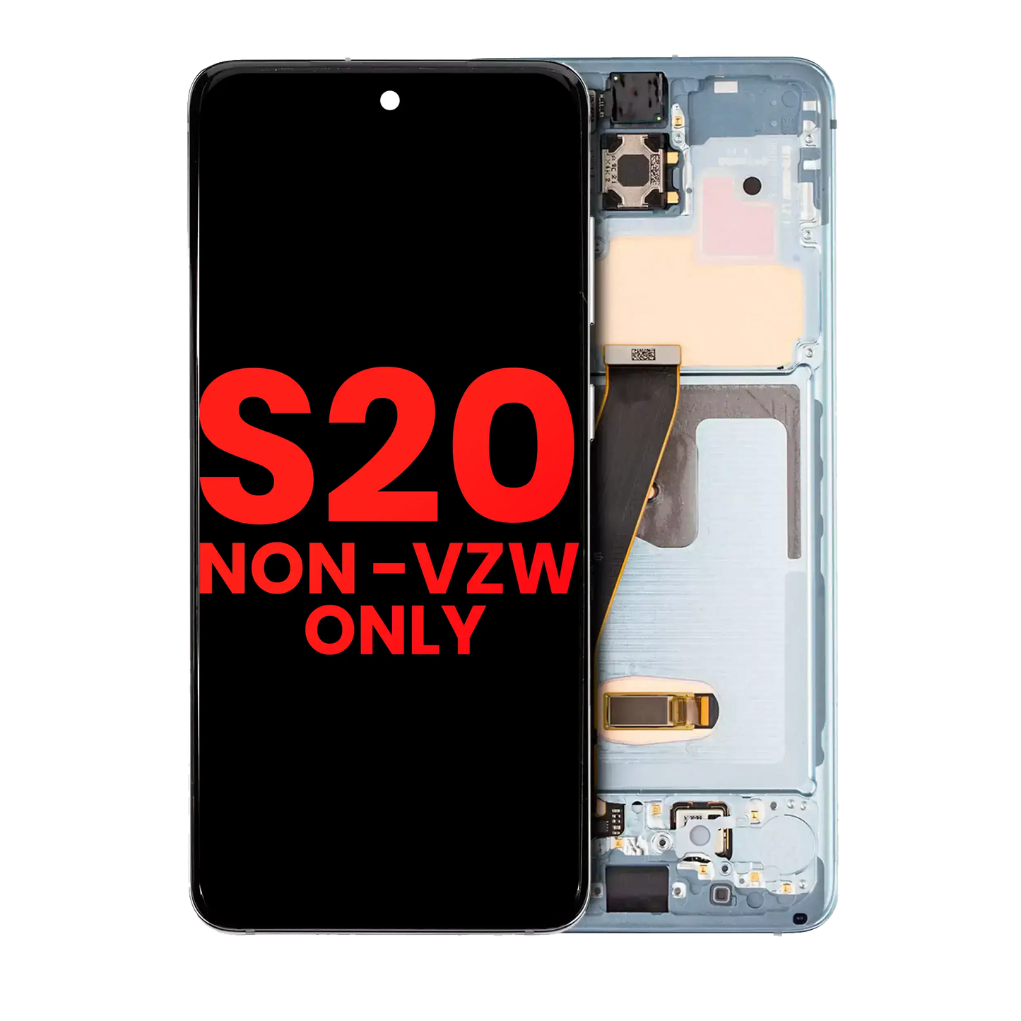 OLED Assembly With Frame For Samsung Galaxy S20 5G (Non-Verizon 5G UW Frame) (Aftermarket Plus) (Cloud Blue)