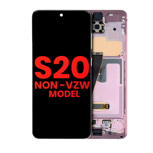 OLED Assembly With Frame For Samsung Galaxy S20 5G (Non-Verizon 5G UW Frame) (Aftermarket Plus) (Cloud Pink)
