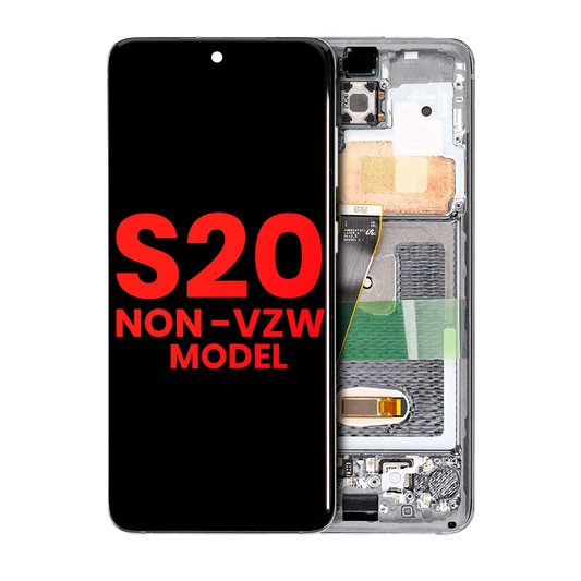 OLED Assembly With Frame For Samsung Galaxy S20 5G (Non-Verizon 5G UW Frame) (Aftermarket Plus) (Cloud White)