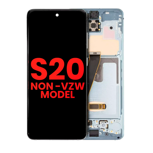 OLED Assembly With Frame For Samsung Galaxy S20 5G (Non-Verizon 5G UW Frame) (Aftermarket Plus) (Cloud Blue)