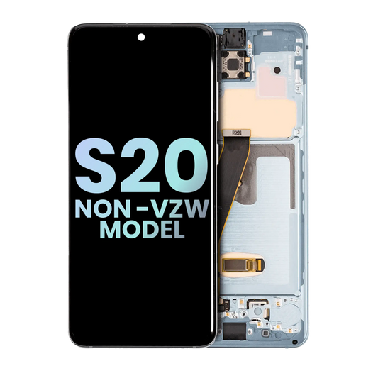 OLED Assembly With Frame For Samsung Galaxy S20 5G (Non-Verizon 5G UW Frame) (Service Pack) (Cloud Blue)