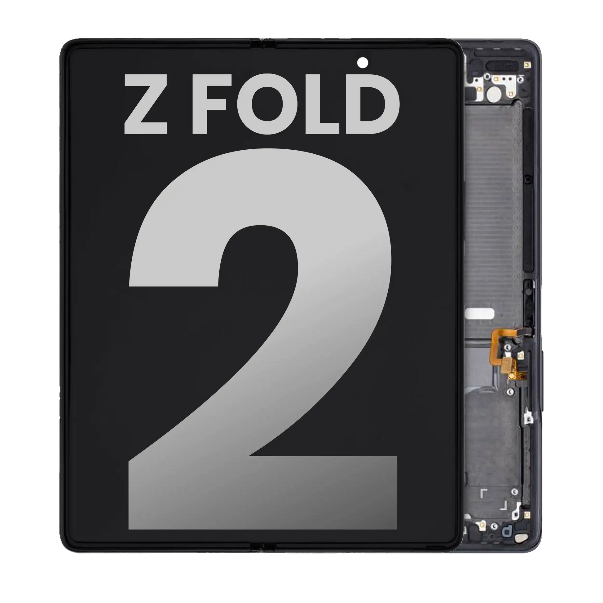 Inner OLED Assembly With Frame For Samsung Galaxy Z Fold 2 5G (Used OEM Pull: Grade B/C) (US & International) (Mystic Black) - Top view high resolution