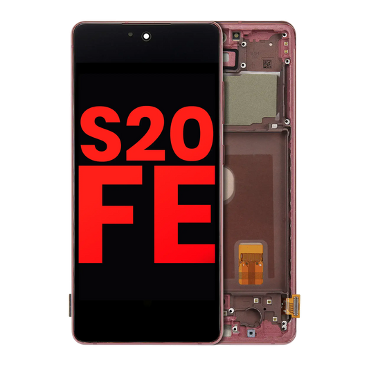 OLED Assembly With Frame For Samsung Galaxy S20 FE 4G / 5G (Aftermarket Plus) (Cloud Red)