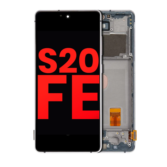OLED Assembly With Frame For Samsung Galaxy S20 FE 4G / 5G (Aftermarket Plus) (Cloud White)