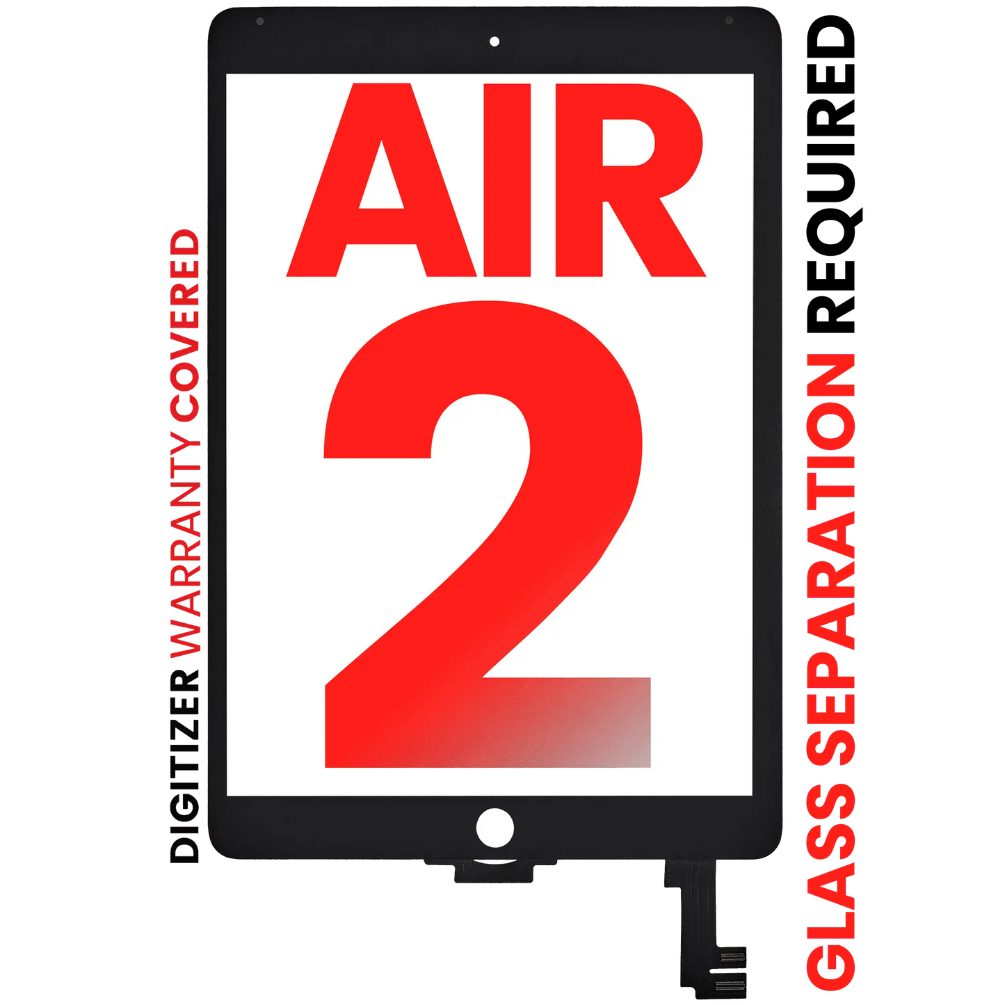 Digitizer For iPad Air 2 (Glass Separation Required) (Aftermarket Pro: XO7-2) (Black)