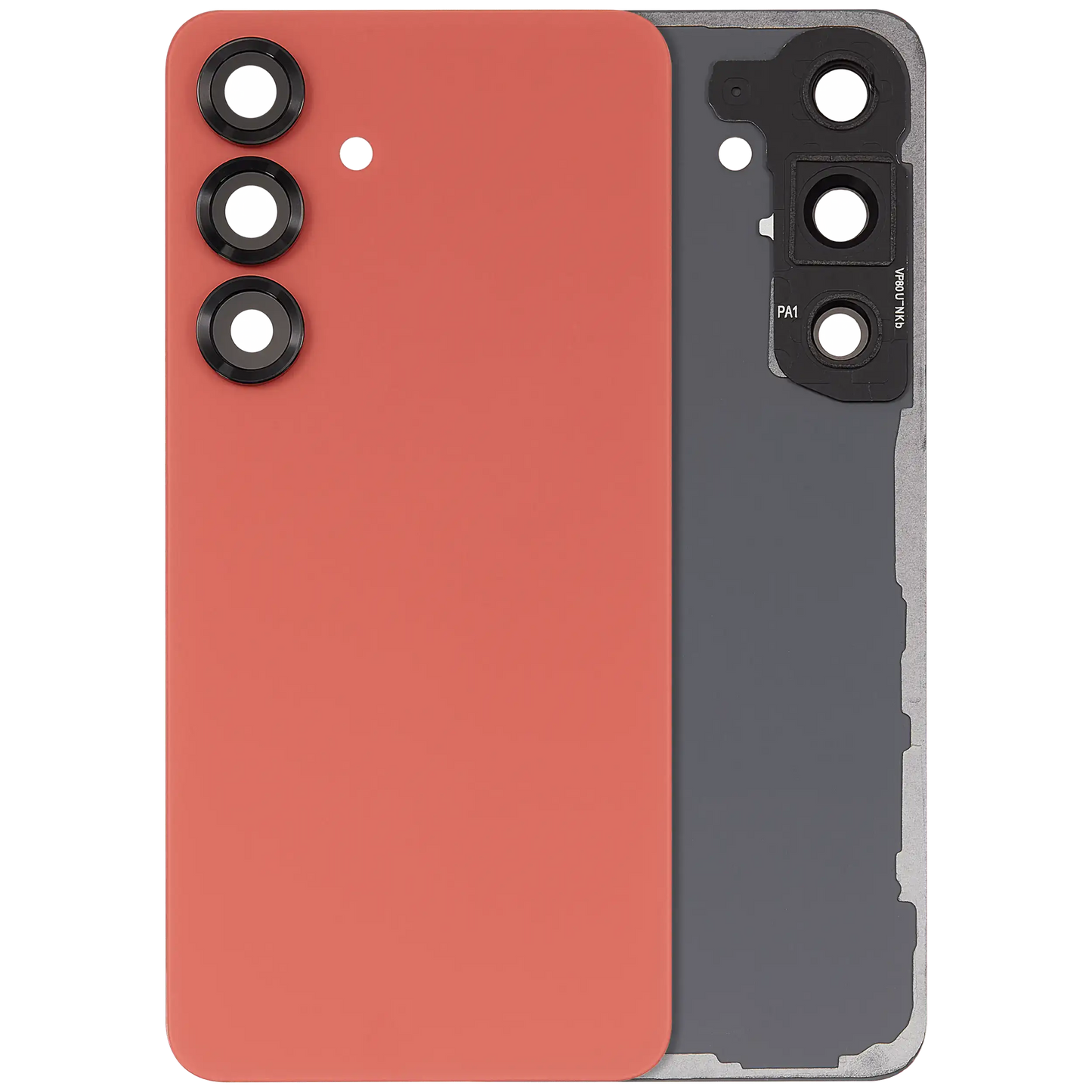 Back Cover Glass With Camera Lens For Samsung Galaxy S25 5G (No Logo) (Aftermarket Plus) (Coral Red)