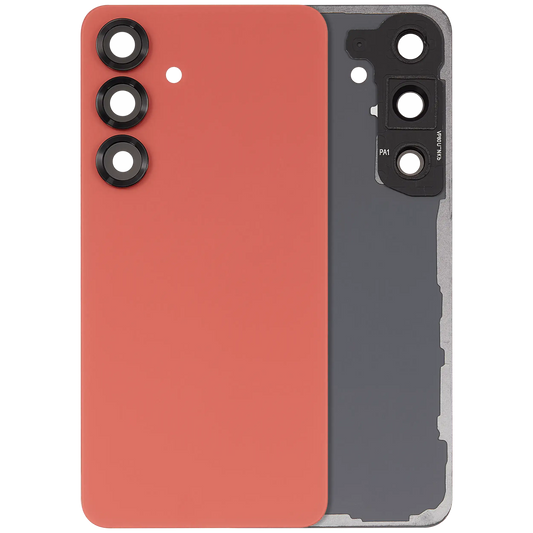 Back Cover Glass With Camera Lens For Samsung Galaxy S25 5G (No Logo) (Aftermarket Plus) (Coral Red)